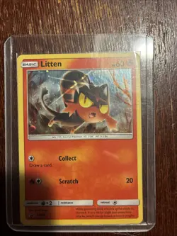 Pokemon TCG Litten Sun & Moon SM08 Promo Holo Card Light Play Condition - Image 2