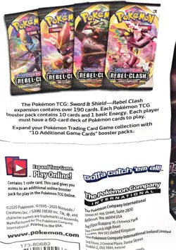5 Packs Of Pokemon Sword & Shield: Rebel Clash Sealed & Sleeved Booster Packs - Image 4