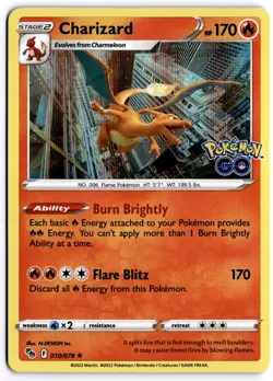 Charizard 010/078 Pokemon GO Holo Rare NM - Image 1