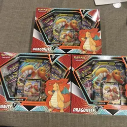Pokemon TCG Dragonite v Collection Box Evolving Skies Pack 3x - Image 1
