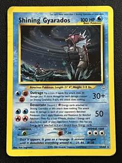 Pokemon TCG Shining Gyarados Holo Secret Rare 65/64 Neo Revelation DMG Damaged - Image 1