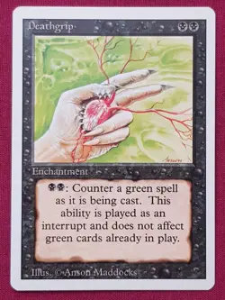 Magic The Gathering REVISED DEATHGRIP black card MTG - Image 1