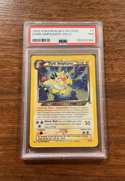 Pokemon TCG 2002 Neo Destiny Dark Ampharos Holo Rare 1/105 PSA 7 EN - Image 1
