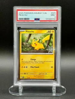 Pokemon Holiday Calendar Pikachu Galaxy Holo 25/165 PSA 9 - Image 2