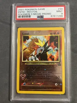 Entei 2001 Pokemon Game 3 Movie Black Star Promo #34 Reverse Holo Foil PSA 9 - Image 1
