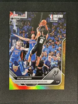 Dylan Harper RC 4x5 Playoffs - 2025-26 NBA Topps NOW - Card 314 Gold Foil 22/50 - Image 1
