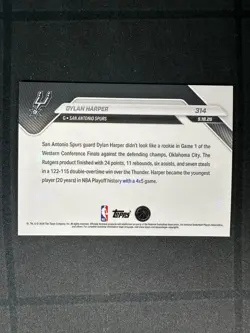 Dylan Harper RC 4x5 Playoffs - 2025-26 NBA Topps NOW - Card 314 Gold Foil 22/50 - Image 3
