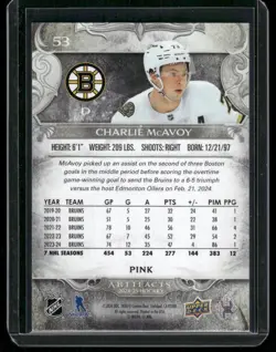 Charlie Mcavoy 2024-25 Upper Deck #53 Pink Artifacts /35 Boston Bruins - Image 2