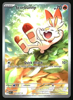 SCORBUNNY 225/217 ILLUSTRATION RARE ASCENDED HEROES POKEMON HOLO NEAR MINT - Image 1