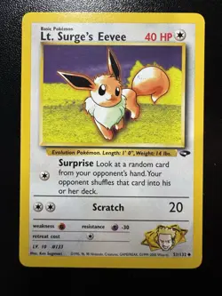 Lt. Surge's Eevee 51/132 Uncommon Gym Challenge Pokemon Unlimited (NM-) - Image 1