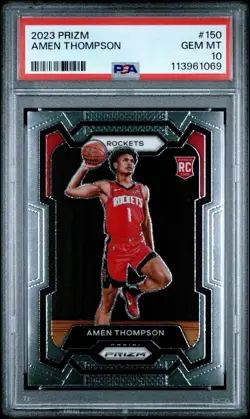 2023-24 Panini Prizm Amen Thompson Rookie RC #150 PSA 10 GEM MINT - Image 1