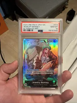 One Piece Jewelry Bonney OP07-019 PSA 10 Alt Art Parallel Foil Leader EN - Image 1