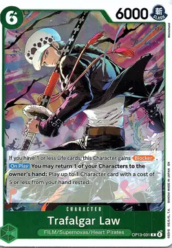 One Piece OP13-031 TCG Trafalgar Law Foil Carrying On His Will NM - Image 1