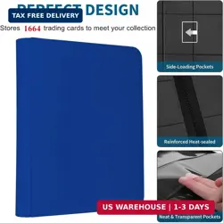 Premium 1664 Cards Capacity Binder, 16 Pocket Ringless Side-Loading Trading Card - Image 2