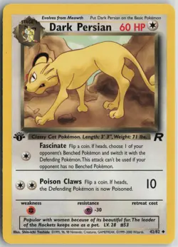 Dark Persian 42/82 Uncommon Team Rocket Pokemon 1st Edition Near Mint - Image 1
