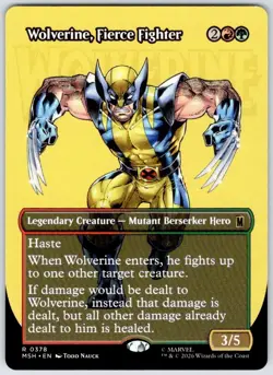 Wolverine, Fierce Fighter (Borderless) 378 Marvel Super Heroes MTG NM - Image 1