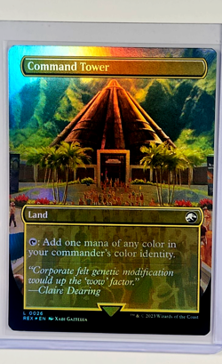 MTG Magic the Gathering REX Jurassic Park World Borderless Foil Command Tower LP - Image 1