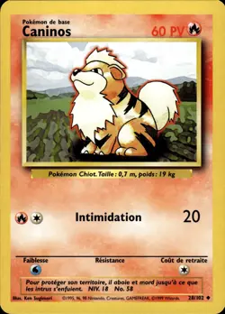 Growlithe (Caninos) - French WOTC Base Set 28/102 - NM - Pokemon - Image 1