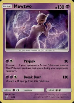 Mewtwo 12/18 LP Ultra Rare Detective Pikachu Pokemon Holo - Image 1