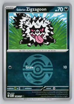 GALARIAN ZIGZAGOON (DUSK BALL) 130/217 ASCENDED HEROES POKEMON REVERSE HOLO NM - Image 1