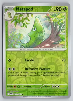 METAPOD 011/165 COMMON 151 POKEMON REVERSE HOLO NM - Image 1