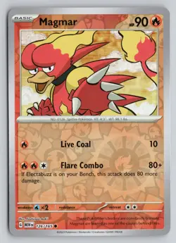 MAGMAR 126/165 COMMON 151 POKEMON REVERSE HOLO NM - Image 1