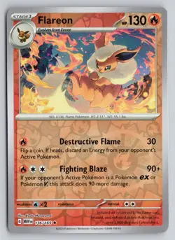 FLAREON 136/165 RARE 151 POKEMON REVERSE HOLO NM - Image 1