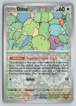 DITTO 132/165 RARE 151 POKEMON REVERSE HOLO NM - Image 1