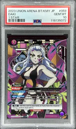 Union Arena TCG - Daki (U*) #UE05BT/KMY-059 - Demon Slayer (PSA 10) - Image 1