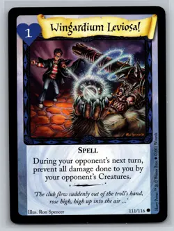 Harry Potter TCG Wingardium Leviosa 111/116 Base Set Spell Card Wizards 2001 - Image 1