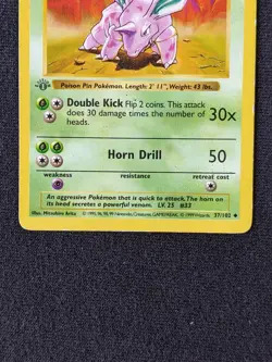 Nidorino 37/102 - Base Set 1st Edition - MP - Pokemon Card - Image 3