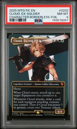 2025 MTG FINAL FANTASY COMMANDER #0202 CLOUD, EX-SOLDIER PSA 8 - Image 1