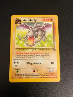 Pokemon TCG Aerodactyl Fossil Holo Rare Unlimited 1/62 1999 NM - Image 1