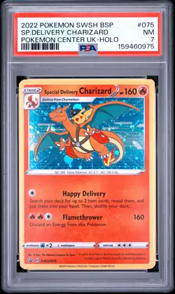 2022 POKEMON SWSH BLACK STAR PROMO #075 SPECIAL DELIVERY CHARIZARD-HOLO PSA 7 - Image 1