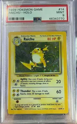 Raichu Holo 14/102 Game Pokemon PSA 9 - Image 1