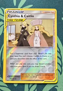 Pokemon TCG Cynthia & Caitlin 189/236 Cosmic Eclipse 2019 Reverse Holo NM - Image 1