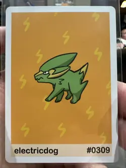Pookiemoot Gen 3 - Electricdog (Electrike) #0309 - Pokemon Fan Art Non TCG - Image 1