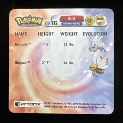 Artbox Pokemon Advanced Action Flipz (2003) AF16 Nincada & Ninjask LP - Image 3