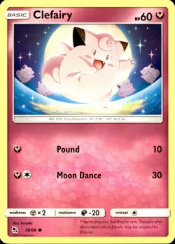 CLEFAIRY 39/68 Pokemon Card Hidden Fates Near Mint - Image 1