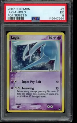 2007 Lugia #2 2/17 2/017 Pop Series 5 Holo PSA 5 Pokemon - Image 1