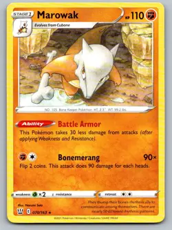 Marowak 070/163 Rare Battle Styles Pokemon Lightly Played - Image 1