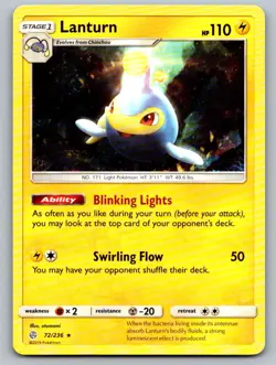 Lanturn 72/236 Rare Cosmic Eclipse Pokemon Lightly Played - Image 1
