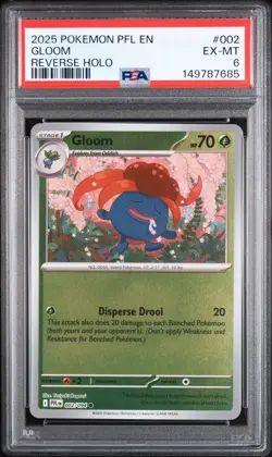 2025 POKEMON PFL EN-PHANTASMAL FLAMES REVERSE HOLO #002 GLOOM PSA 6 - Image 1