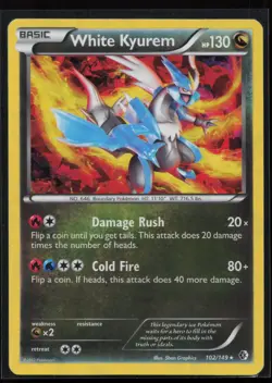 White Kyurem - (BW Boundaries Crossed) Cracked Ice 102/149 Pokemon TCG Card - Image 1