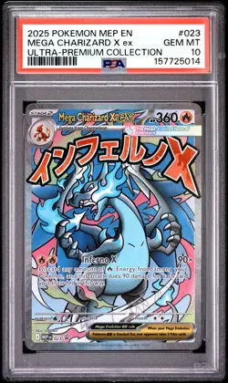2025 Pokemon Mep En-Me Black Star Promo #023 Mega Charizard X Ex PSA10 - Image 1