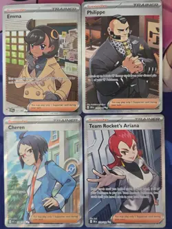 Pokemon TCG Trainer Supporter Full Art Lot 4 Emma Philippe Cheren Ariana - Image 1