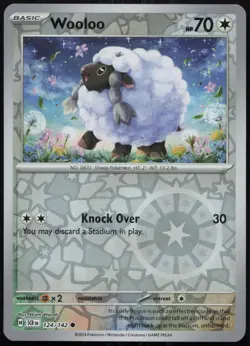 Wooloo 124/142 Common Stellar Crown Pokemon Reverse Holo Near Mint - Image 1