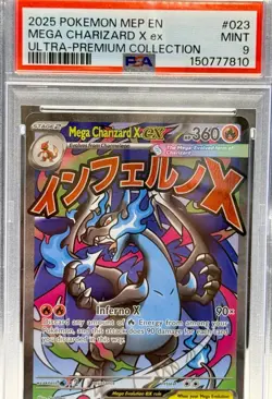 2025 POKEMON MEP EN-ME BLACK STAR PROMO #023 MEGA CHARIZARD X EX ** PSA MINT 9** - Image 1