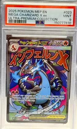 2025 POKEMON MEP EN-ME BLACK STAR PROMO #023 MEGA CHARIZARD X EX ** PSA MINT 9** - Image 5