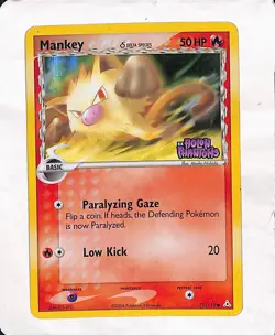 Pokemon Card Holon Phantoms Mankey 70/110 Reverse Holo Common STAMPED - Image 1